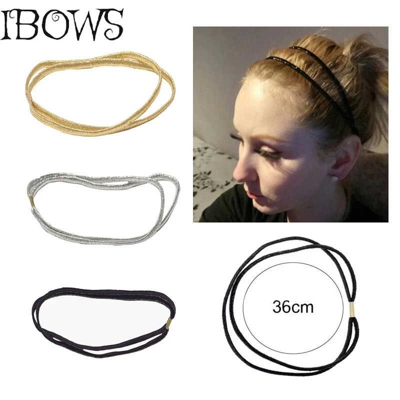 3Pcs/lot Women Glitter Elastic Headband High Quality Bling Double Hairband For Girls Headband Hair Hoop Hair Accessories