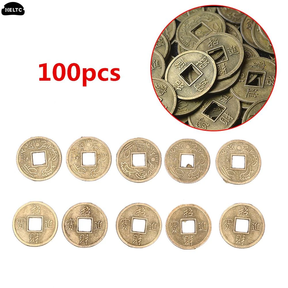 100pcs Chinese Feng Shui Lucky Ching/Ancient Coins Set Educational Ten Emperors Antique Fortune Money Coin Luck Fortune Wealth