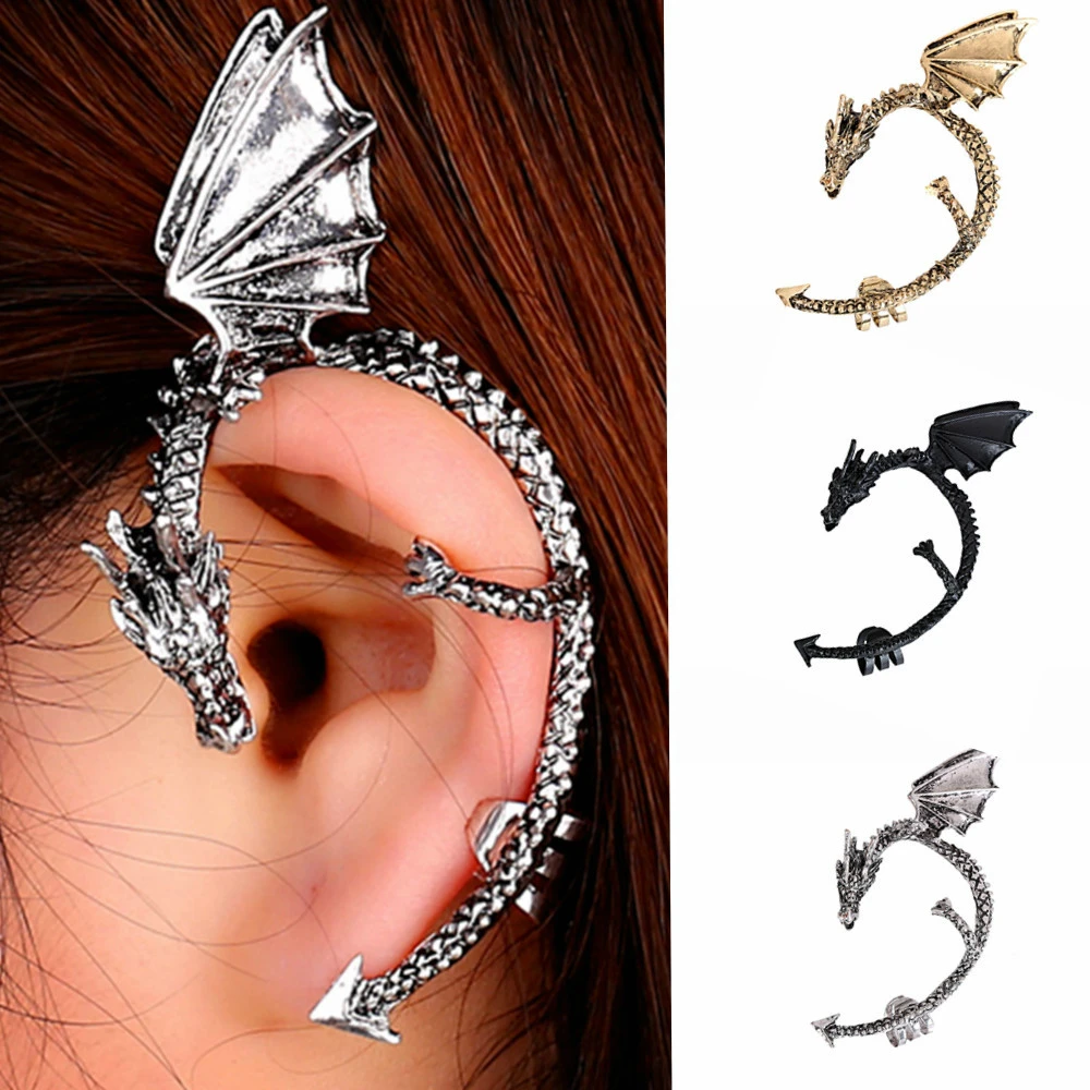 Retro Vintage Gothic Rock Punk Twine Dragon Shape Ear Cuff  Earring Earrings for Women Men  Earrings