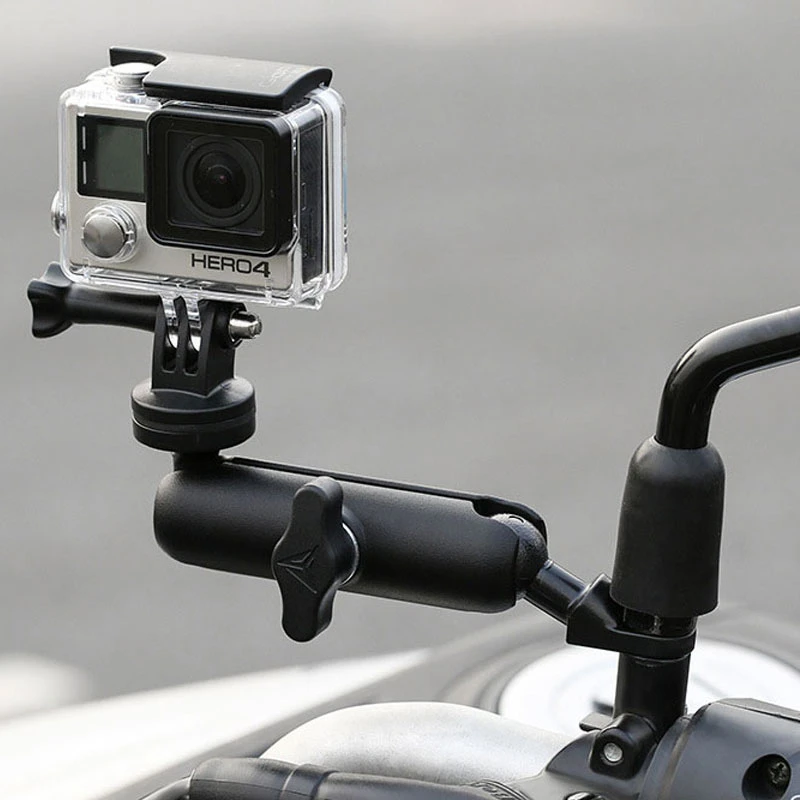 360 Rotating Motorcycle Bike Camera Holder Handlebar Mirror Mount Bracket For GoPro Hero8/7/6/5/4/3+ Action Cameras Accessory