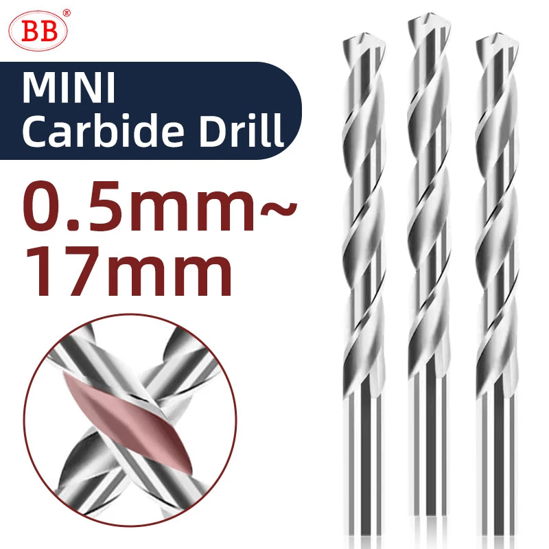 BB 0.5-4.95mm Micro Drill Carbide Mini Bits D1=D2 Diameter 1PCS CNC Hole Machining Tool