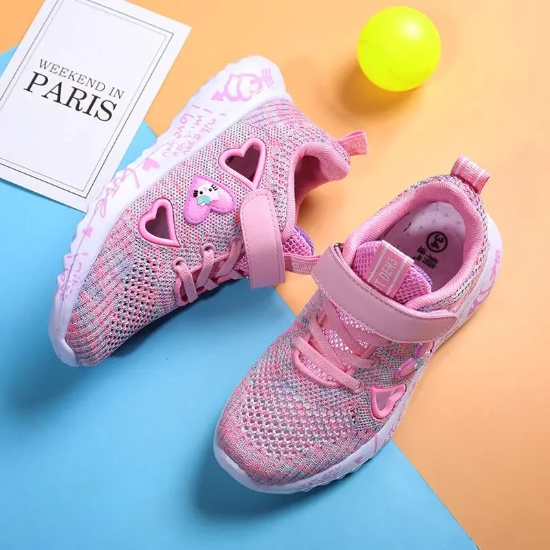 Children Girls Sneakers SPRING FLATS Shoes Tennis FOR Kids Little Girl Summer Breathable Sport and Running Pink Shoes Purple