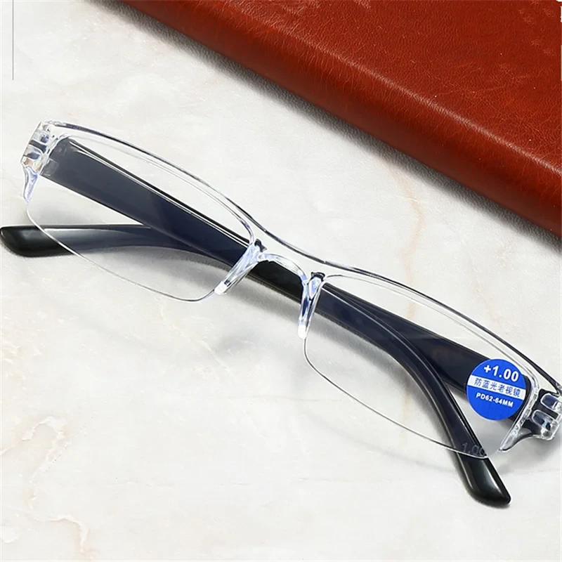 Fashion Retro  Square Anti-blue Reading Glasses Man Woman Unisex Portable Ultra-light Half-frame  Reading Glasses +1.0 To +4.0