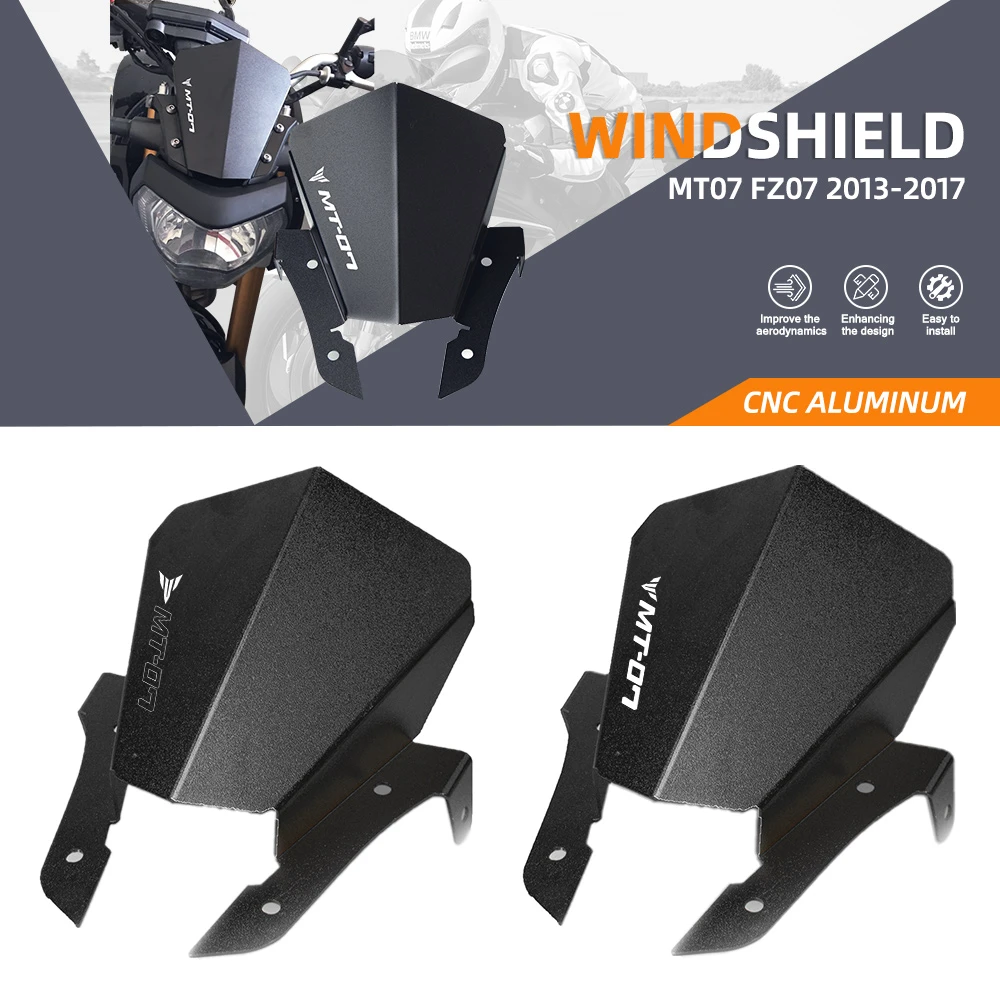Aluminum Motorcycle Motorbike Accessories Front Windshield Windscreen For Yamaha MT07 MT-07 MT 07 FZ07 2013 2014 2015 2016 2017