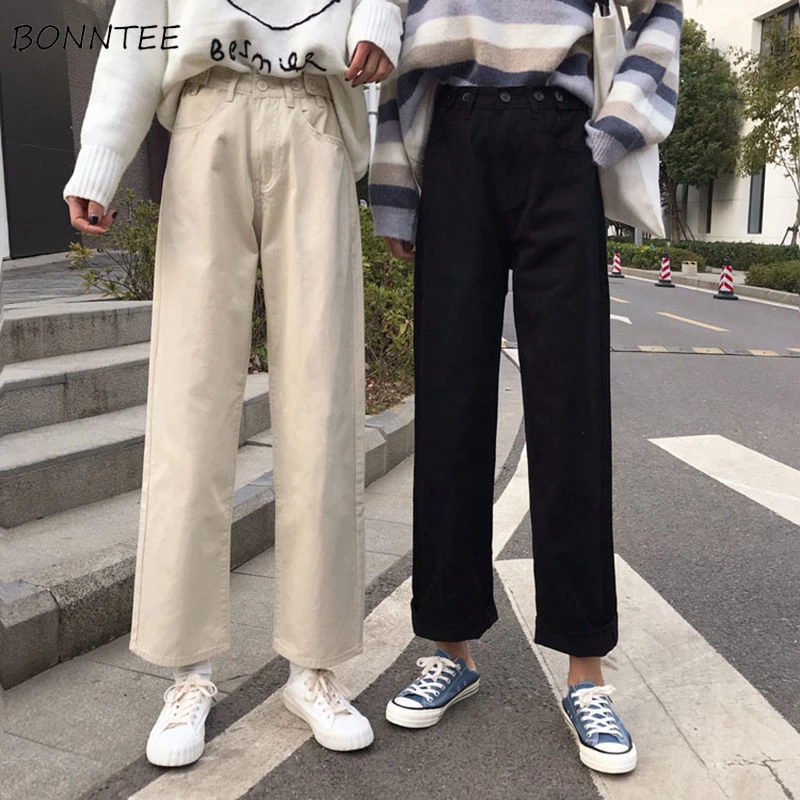 Casual Pants Women New Summer Korean Chic Preppy Lady Straight Pant Harajuku High Waist Black Trouser Plus Size 4XL High Quality