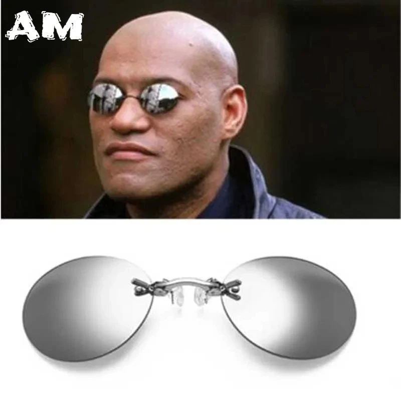 Mini Rimless Sunglasses Clip-on Nose Round Fashion Rimless Retro Men's Glasses Driver Goggles Солнцезащитные очки без оправы