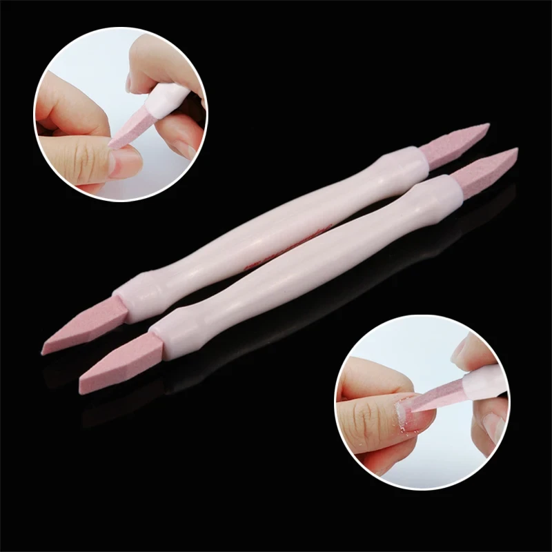 1Pcs 2 Ways Scrub Stone Nail Files Buffer Manicure Stick Grinding Rod Cuticle Remover Nail Art Manicure Ceramic Trimmer Buffing