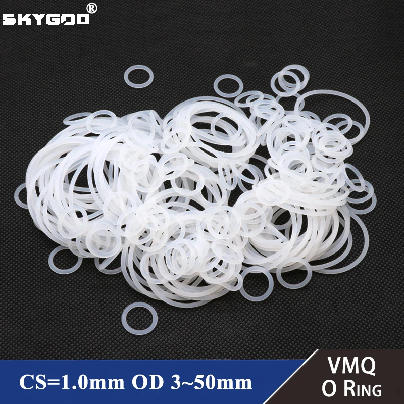 10/50pcs VMQ White Silicone O Ring Gasket CS 1mm OD 5 ~ 50mm Food Grade Waterproof Washer Rubber Insulate Round O Shape Seal