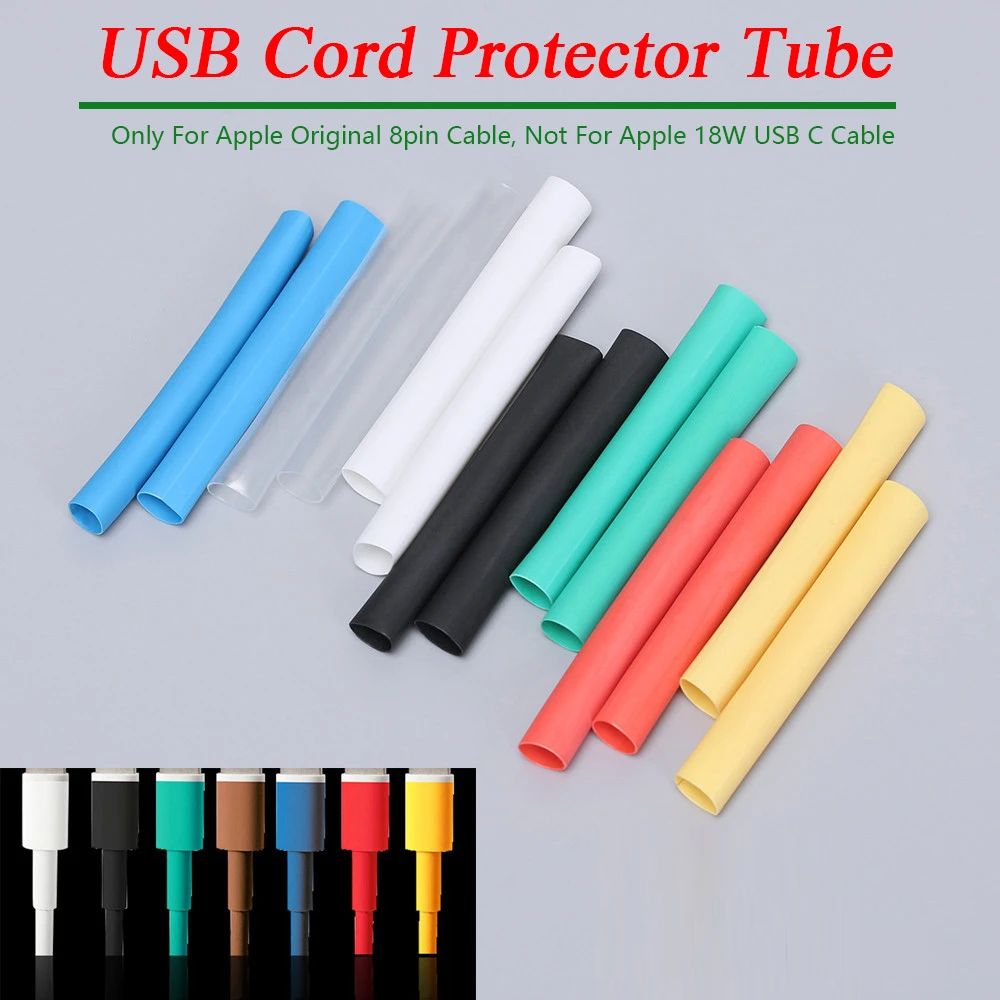 12Pcs/Set Universal Heat Shrink Tube Saver Cover For iPhone Lightning Charger Cable USB Cord Protector New Wire Organizer