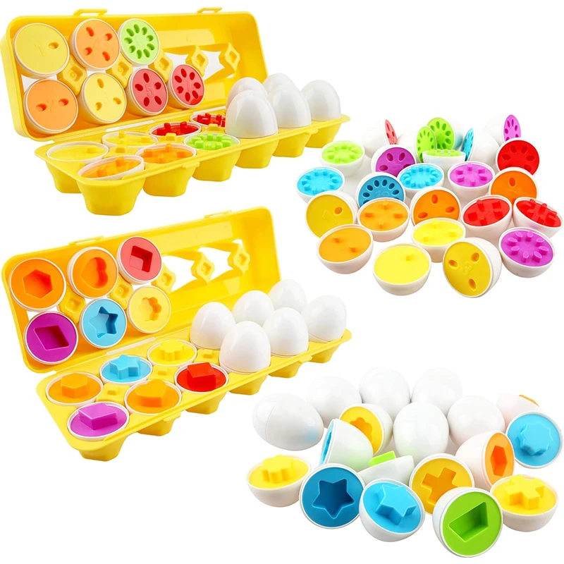 Baby Montessori Learning Education Math Toy Smart Eggs Puzzle Shape Matching Toys Plastic Screw nut Building Blocks For Children