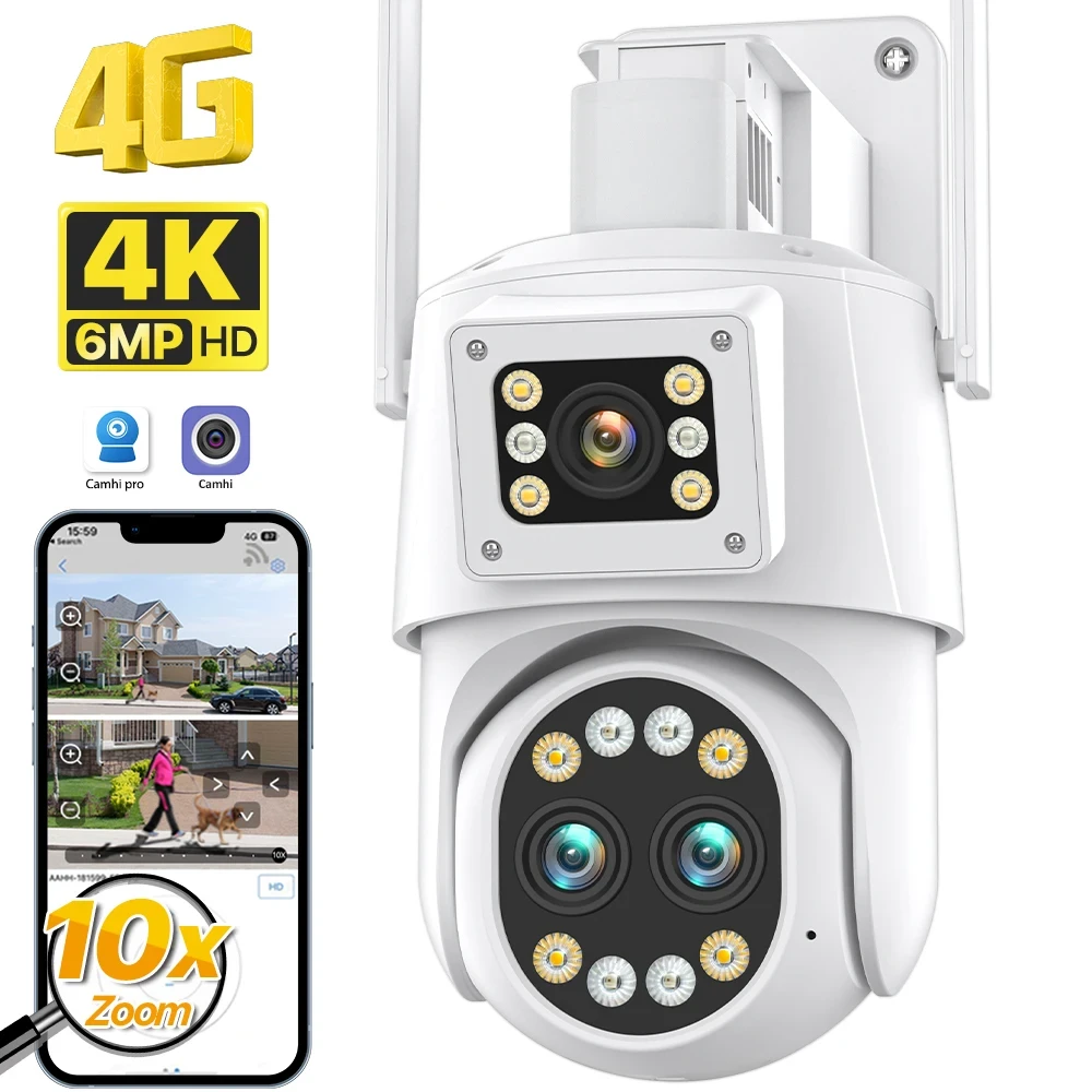 4G SIM Card Camera 1080P PTZ 5X Zoom Auto Focus 2.7-13.5mm/3.6mm Fixed Lens Outdoor CCTV Security Wireless WIFI IP Camera Camhi