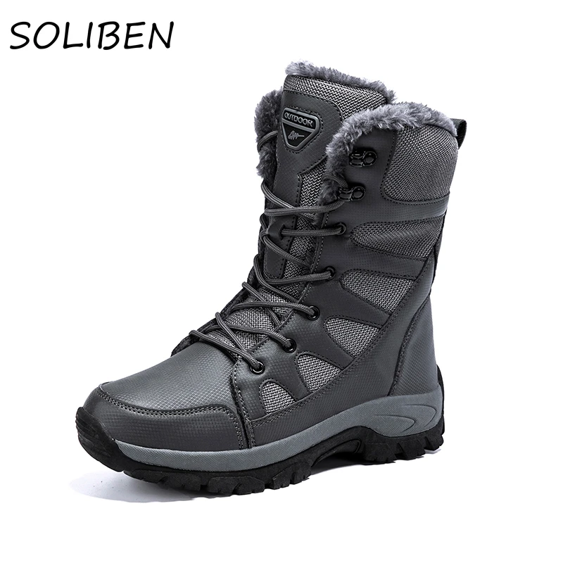 SOLIBEN  New Winter Men  Women's Warm Snow Boots Botas De Neve Sapatos De Inverno  Padded Boots Winter Boots Platform Boots