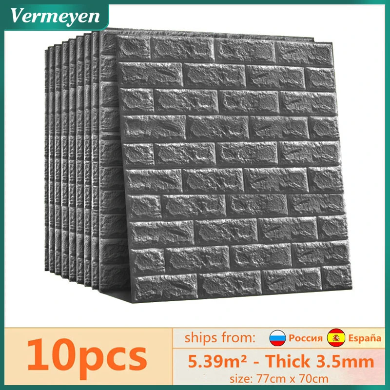 10pc 77*70cm 3D Wall Sticker Imitation Brick Bedroom Decor Waterproof Self-adhesive Wallpaper For Living Room TV Backdrop Decor