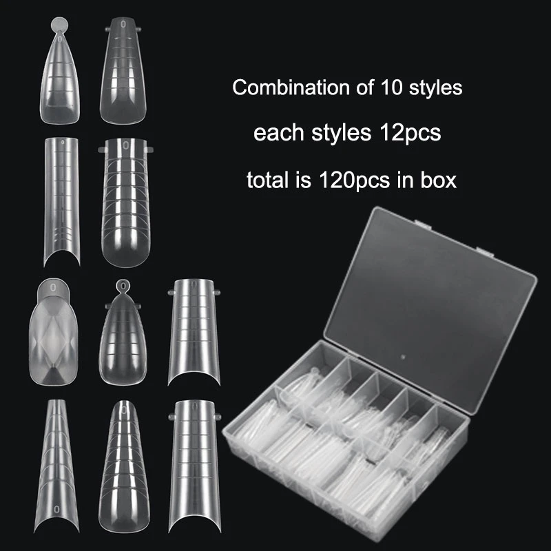 Poly UV Gel  Quick Building Mold Fake Nail Full Cover Stiletto Nail Extension DIY Art Decoration Dual Forms Tips