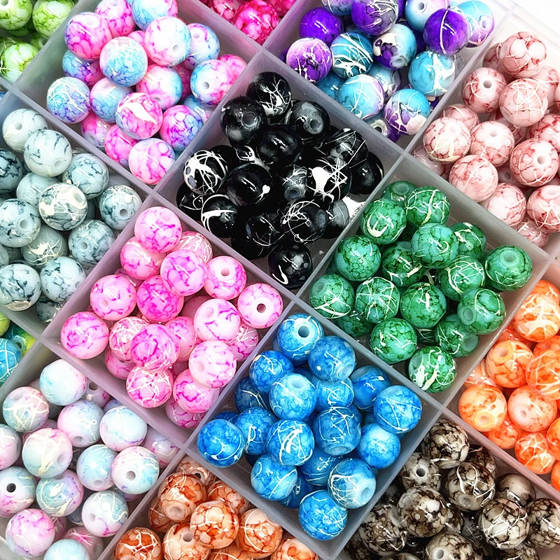 Wholesale 4/6/8/10mm Double Colored Glass Beads Loose Spacer Beads Painted Charm For Jewellery Making DIY Bracelet&Necklace