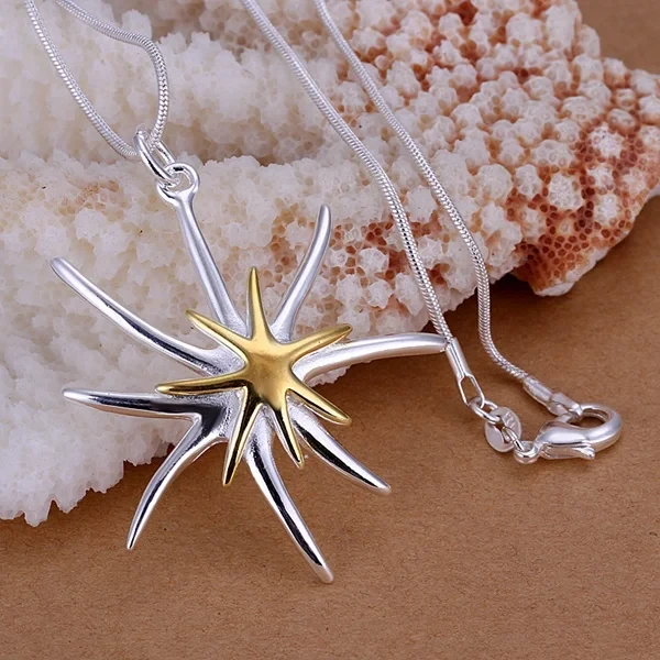 Silver color gorgeous Fashion charming exquisite starfish pendants classic models necklace luxury silver jewelry P026