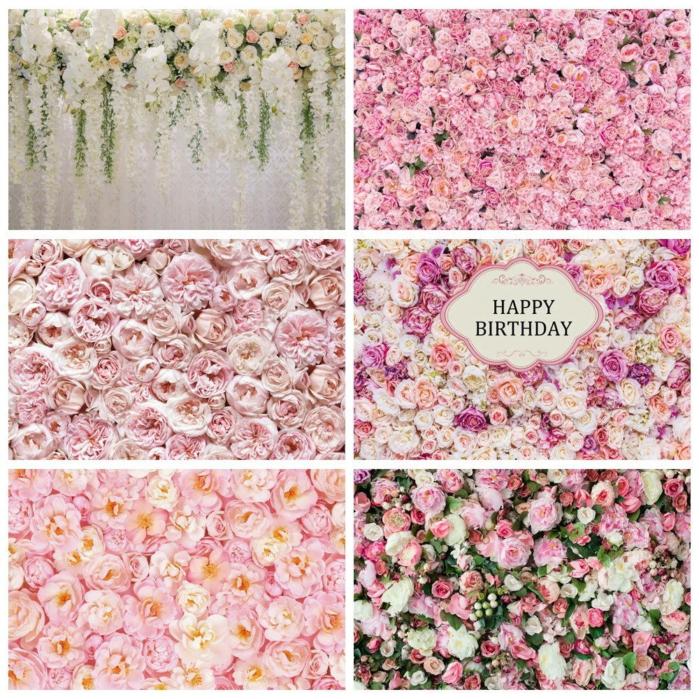Baby Birthday Backdrop Wedding Photocall Pink Flower Floral Photographic Photography Background For Photo Studio Photophone Prop