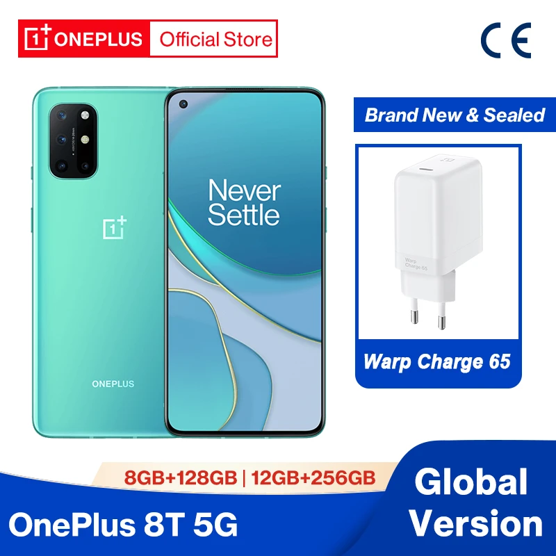 Global Version OnePlus 8T OnePlus Official Store 12GB 256GB Snapdragon 865 5G Smartphone 120Hz AMOLED Fluid Screen 48MP Quad 65W