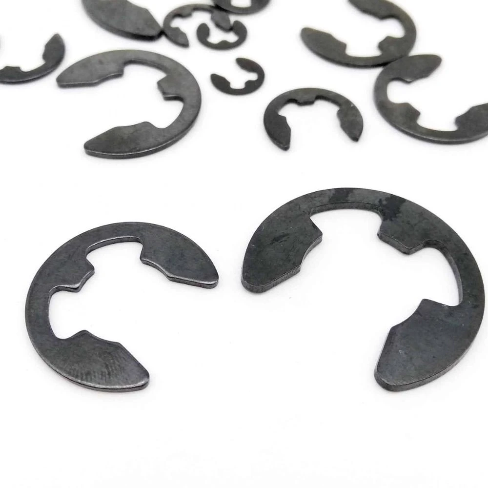 10/50/100 M1.2 M1.5 M2 M3 M3.5 M4 M5 M6 M7 M8 M10 toM24 Black 65mn Steel E Clip Circlip Retaining Ring Washer for Shaft Fastener