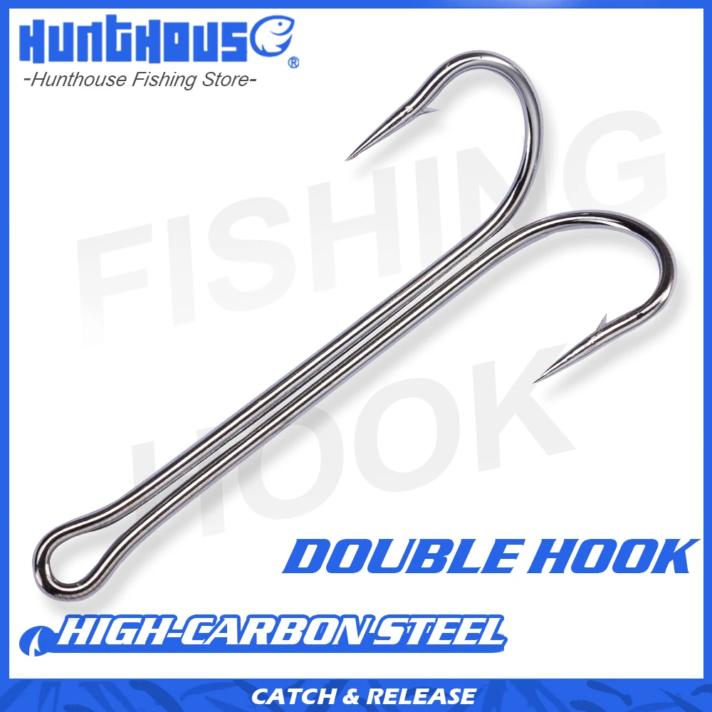 Hunthouse fish hooks fishing 2020 new fishing lure hooks Double Hook long high carbon steel fishing hook for soft lure worm bait