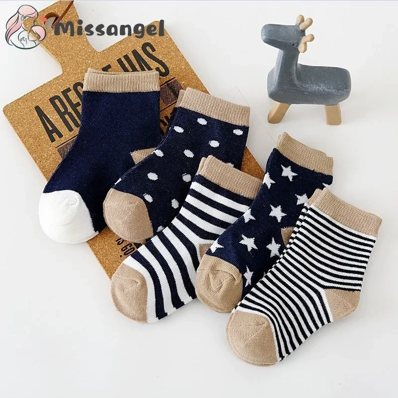 5Pairs/lot 2021 Baby Socks for Kids Girls Boy Cotton Stripe Cartoon Animals Summer Toddler Knitted Socks Newborn Baby Clothes
