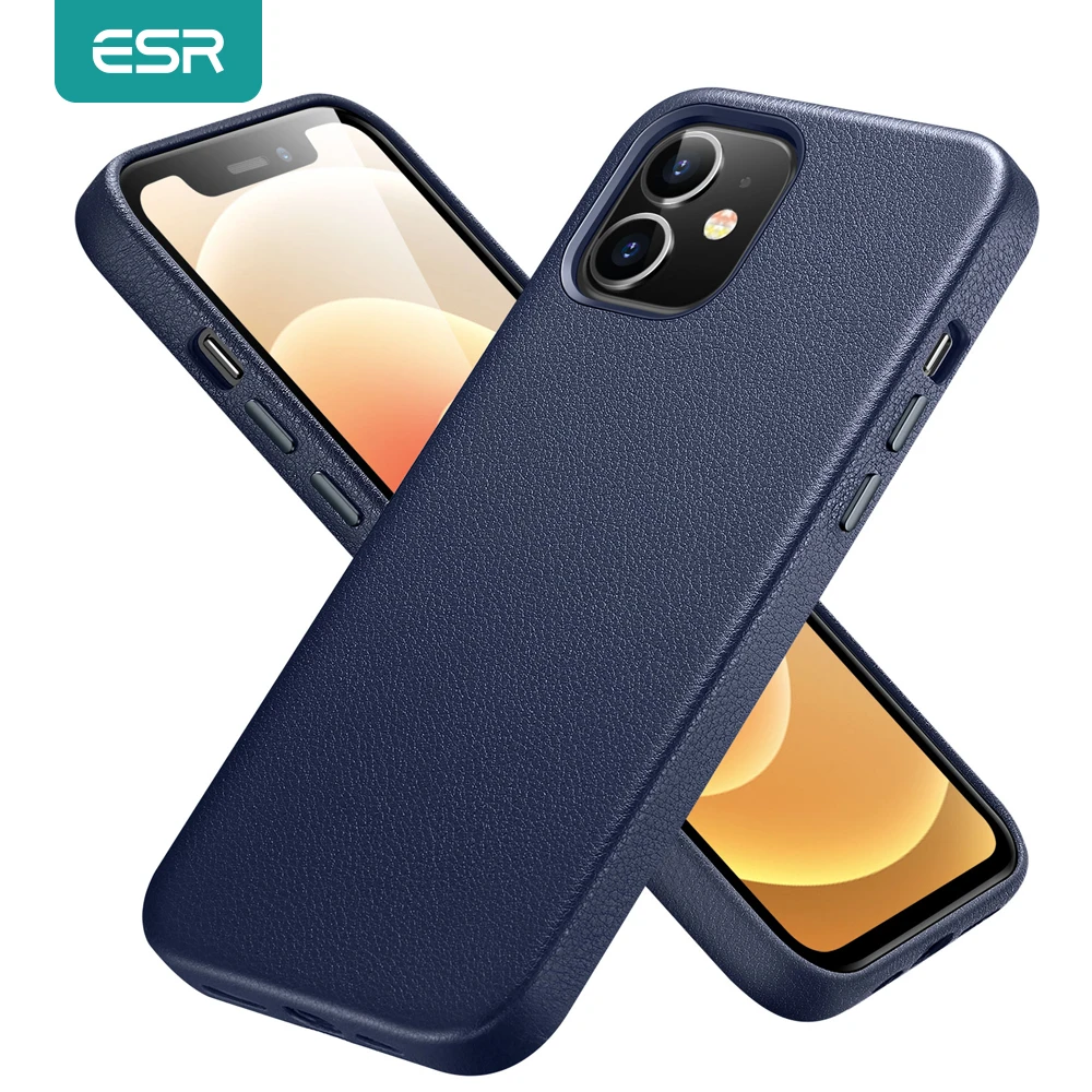 ESR for iPhone 12 Pro Max Case Leather Cover for iPhone 12 mini 12 Pro Max Genuine Leather Case for iPhone 12 12Pro Luxury Black