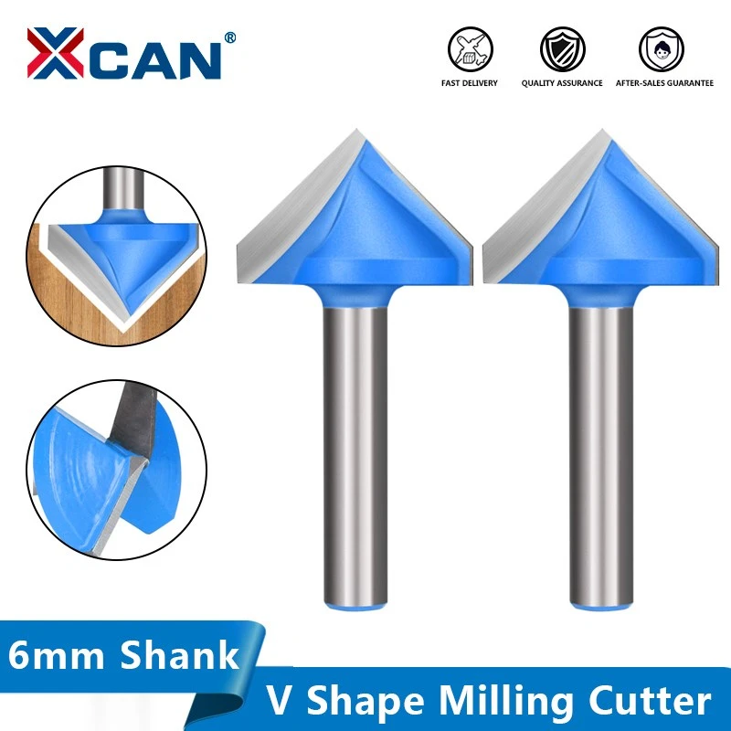 XCAN 6mm Router Bit V shape Groove Milling Cutter Carbide Engraving Bit Woodworking Cutter
