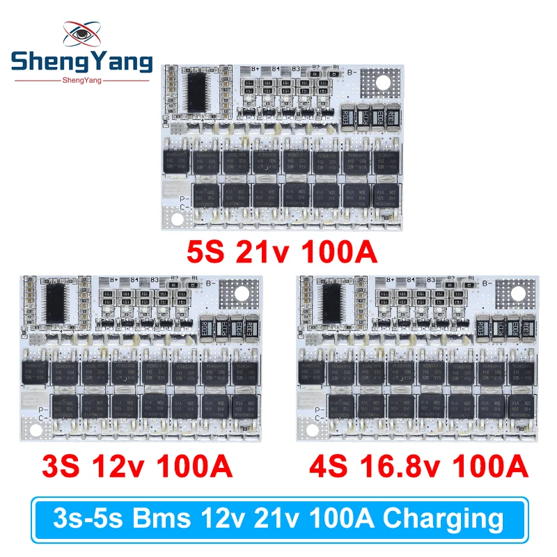3s/4s/5s Bms 12v 16.8v 21v 100a Li-ion Lmo Ternary Lithium Battery Protection Circuit Board Li-polymer Balance Charging Module