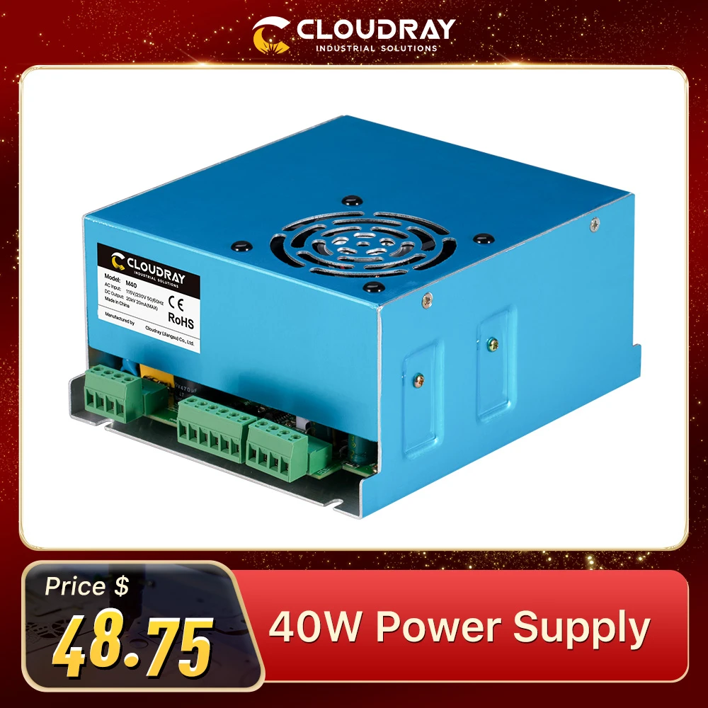 Cloudray 40W CO2 Laser Power Supply MYJG 40WT 110V/220V for Laser Tube Engraving Cutting Machine Model A