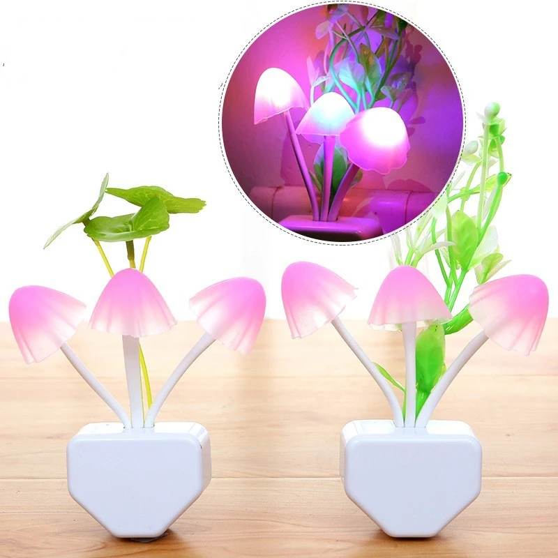 Novelty Night Light EU & US Plug Induction Dream Mushroom Fungus Luminaria Lamp 220V 3 LED Mushroom Lamp led night lights 7 colo