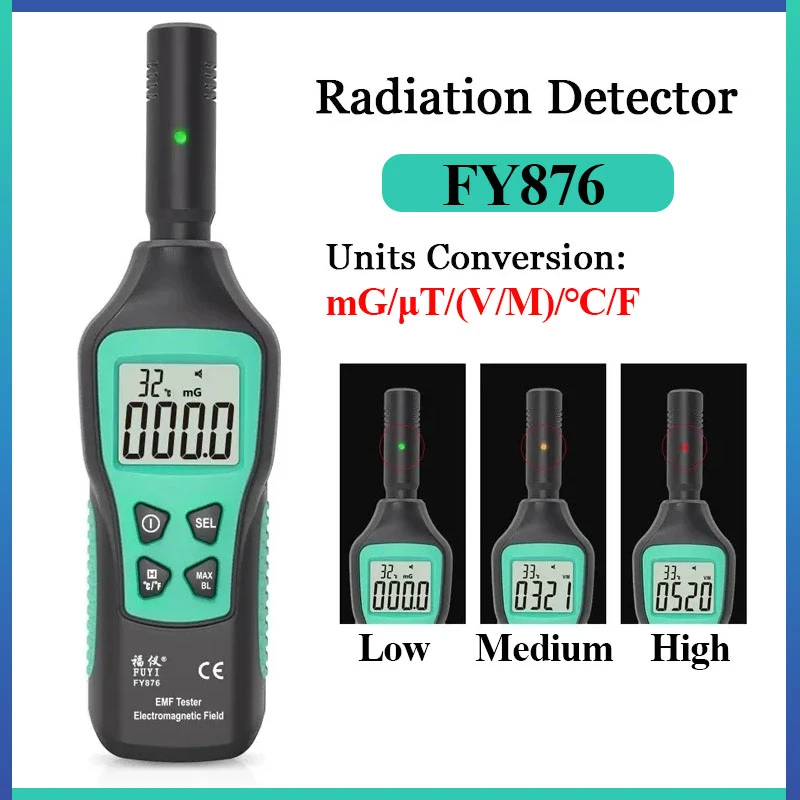 Mastfuyi FY876 Handheld EMF Meter Electromagnetic Radiation Detector Monitor Household High Precision Wave Radiation Tester