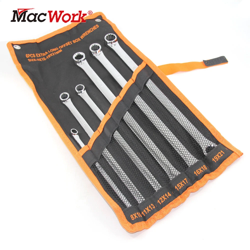 6 Pcs Extra Long Double Ring Box End Spanner Aviation Wrench Set Strong Power Less Effort Metric 8mm-21mm