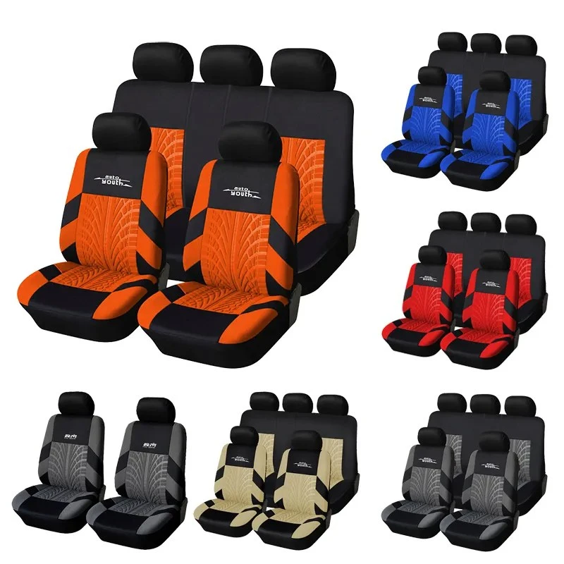 AUTOYOUTH Car Seat Covers Full Set Car Seat Protector Auto Seat Covers Polyester Fabric Universal Fits Most Cars Covers Orange