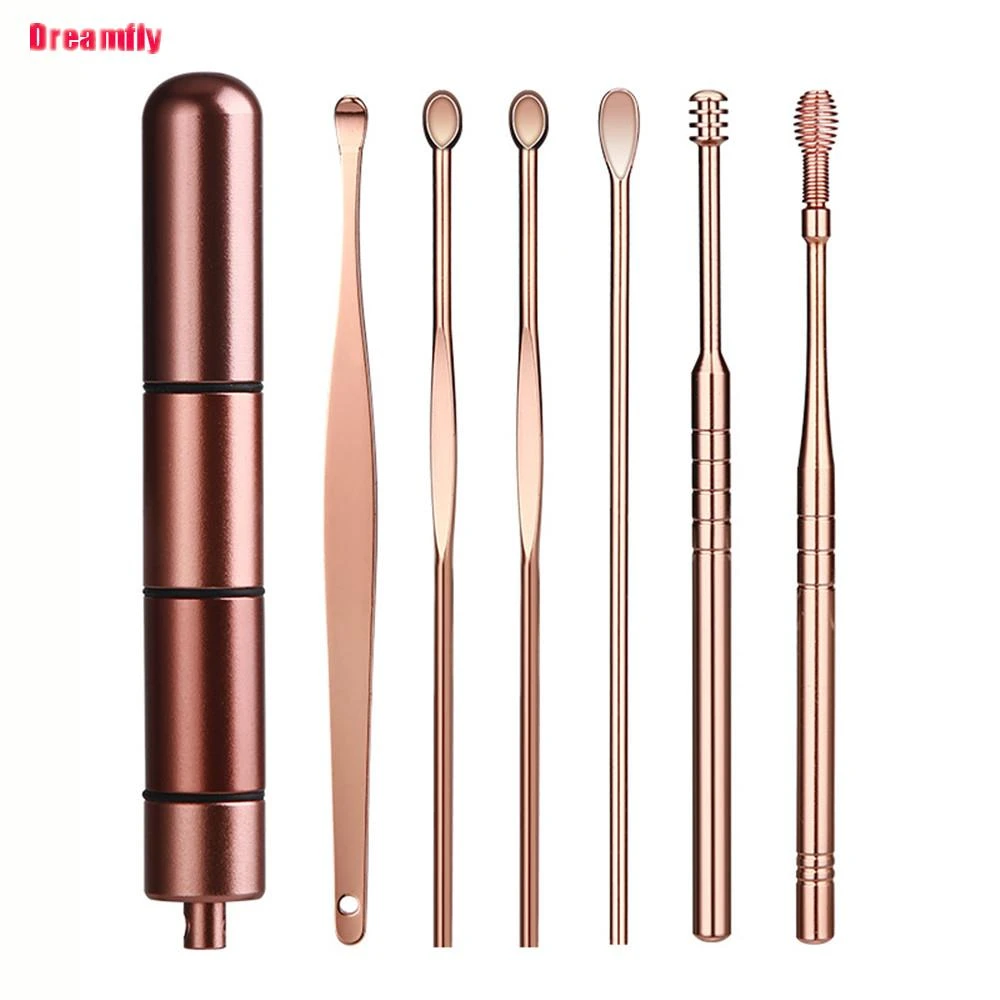 6 Pcs/Set Stainless Steel Spiral Ear Pick Spoon Ear Wax Removal Cleaner Multifunction Portable Ear Pick Ear Care Dropshipping