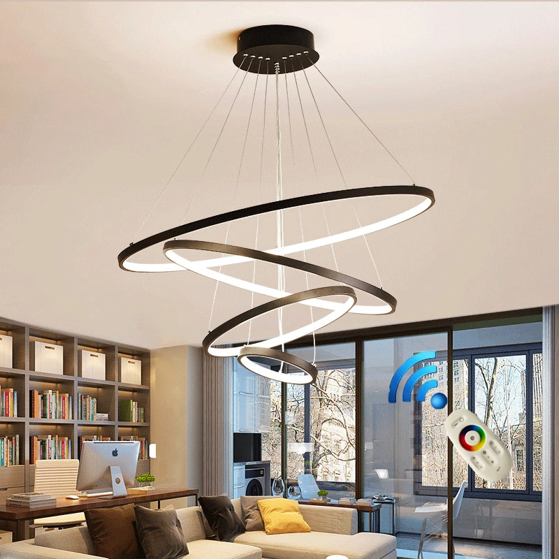 Modern Led Chandelier 40/60/80cm Rings Chandelier Lighting Lustre Ring Lights living room decoration bedroom light fixtures