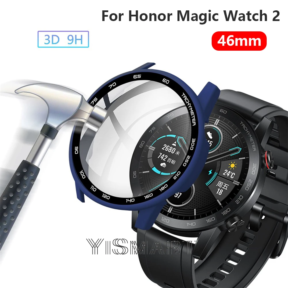 Full Cover Case For Honor Watch Magic 2 46mm Bracelet Tempered Glass Screen Protector For Honor Magic2 PC Frame Case