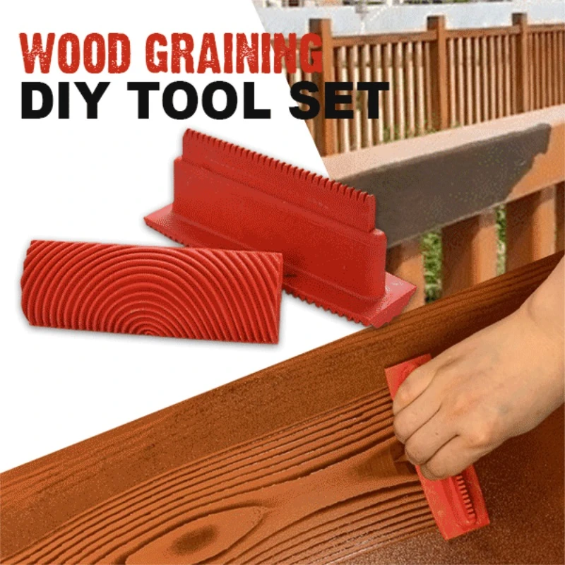 Wood Graining DIY Tool Set Imitation Wood Graining Pattern Wall Texture Art DIY Rubber Wood Grain Painting Tool Home Decoration