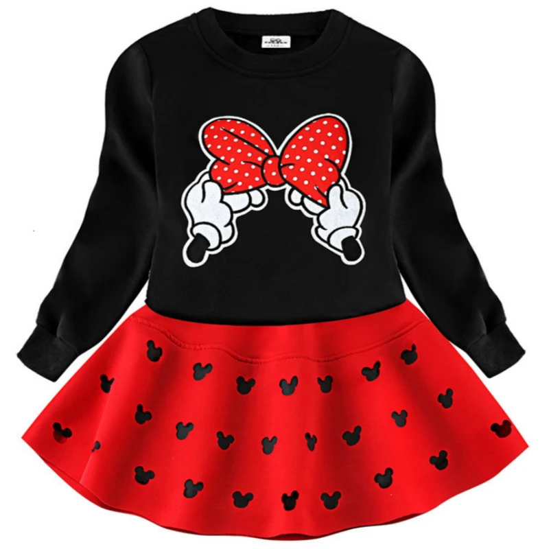 Girls Dress Autumn New Children's Clothing Girls Bow O-neck Long-sleeved Sweater Hollow Anime Christmas Costume Dress