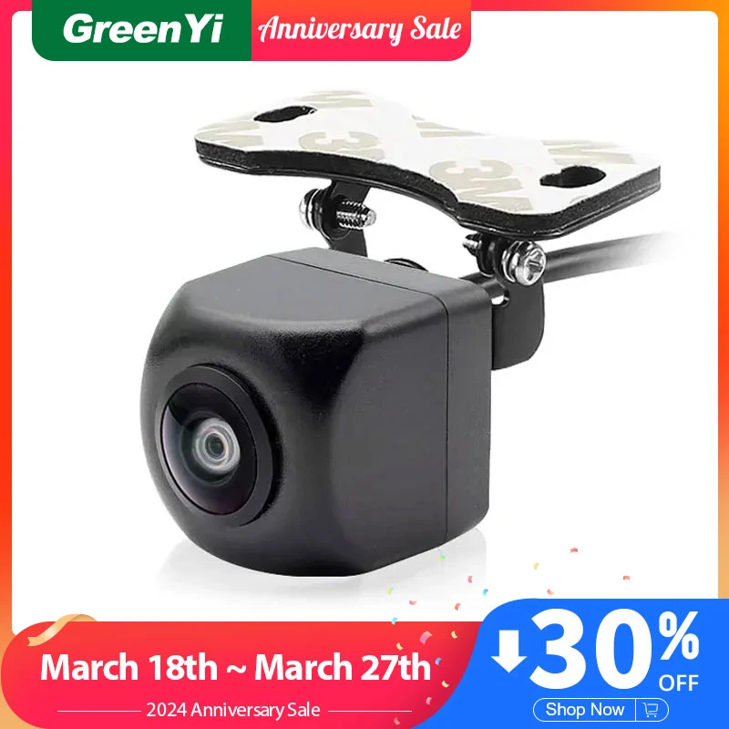 GreenYi 170° AHD 1080P Vehicle Rear View Camera Car Reverse Black Fisheye Lens Night Vision Waterproof Universal