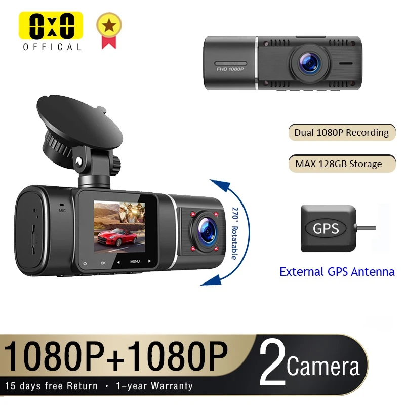 Dual Lens Car Dash Cam Dvr Registrator Full HD Video Recorder Front and Inside Cabin Camera for Uber Lyft Taxi Drivers