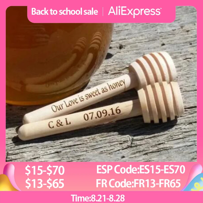 High Quality Personalized  Wood Honey Dipper Sticks,Custom Wedding Favors Baby Shower Decoration, Mini server For Honey Jar Disp