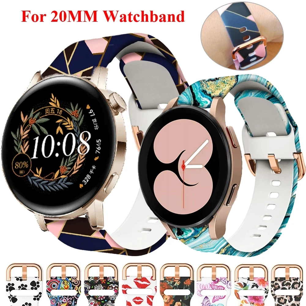 20mm Silicone Watchband for Samsung Galaxy Watch Active2 40mm/ Active 2 44mm/ Galaxy Watch 4 40 44mm Bracelet girl Strap Correa