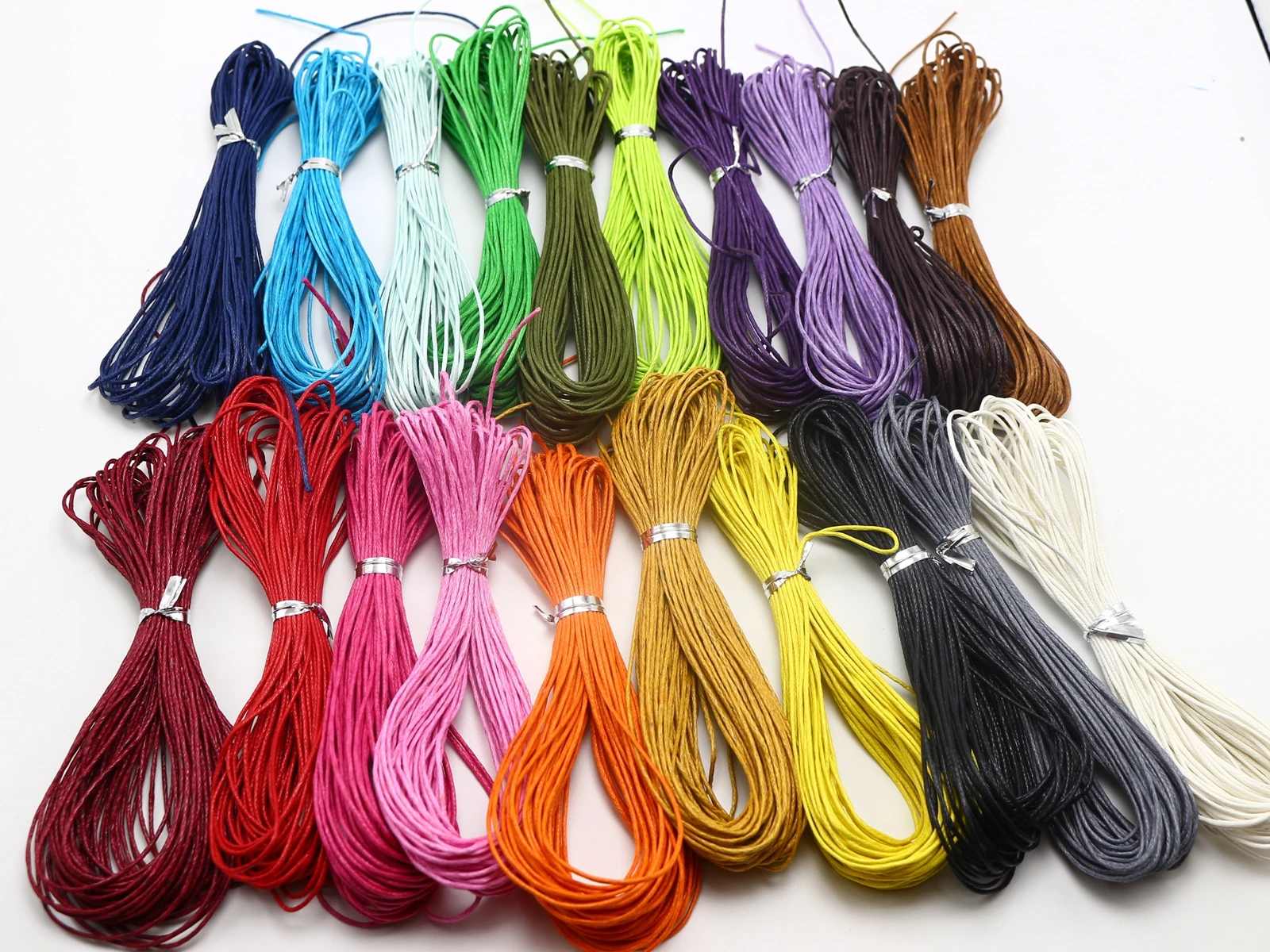 200 Meters Mixed Color Waxed Cotton Beading Cord 1mm for Bracelet Necklace 20 Color