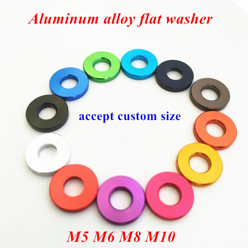 20pcs M5 M6 M8 M10 Aluminum alloy flat washer gasket Anodized Multi-color aluminum washer for RC Model Parts