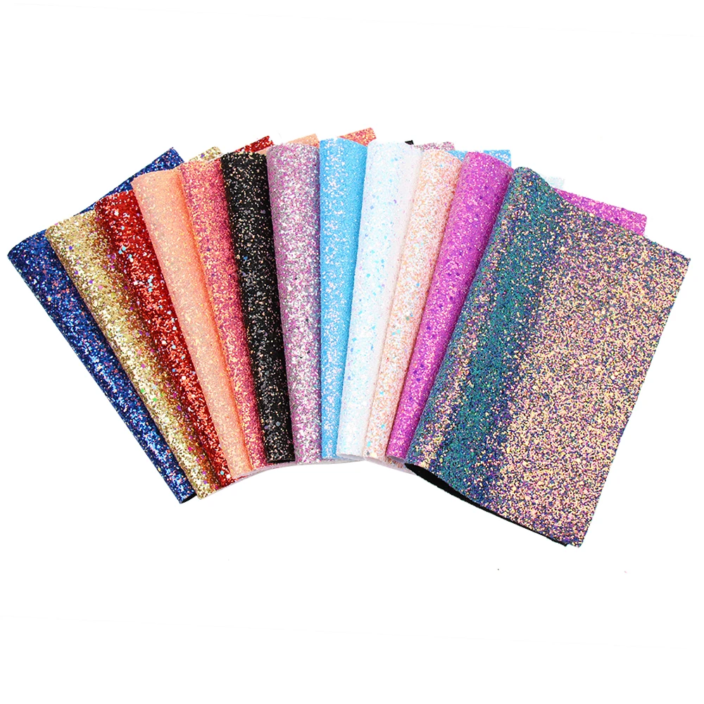 AHB Chunky Glitter Fabric Shiny Laser Sequins Patchwork For DIY Bag Shoes Making Bow Material Handmade Leatherette Fabric