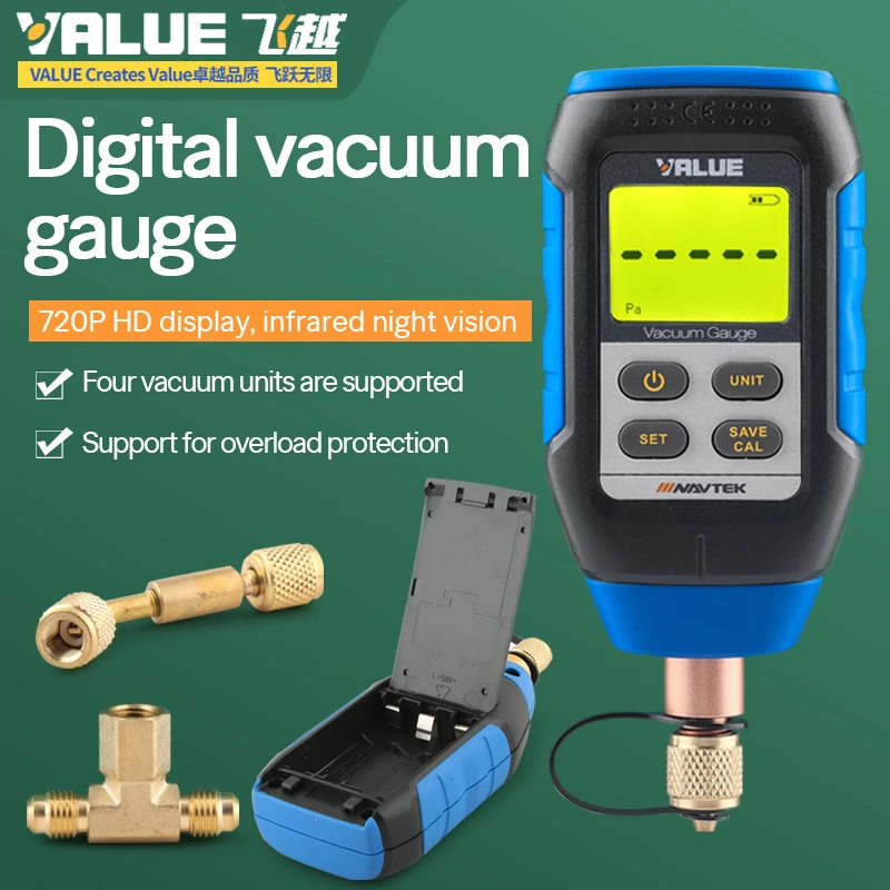 Value  VMV-1 Intelligent digital vacuum gauge Laboratory refrigeration system vacuum inspection vacuum gauge 0-10000P