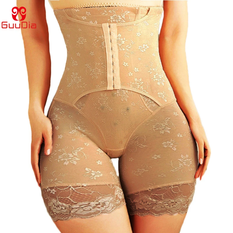 GUUDIA  Seamless Lace Easy Bathroom Shapers High Waist Ealstic Shaper Shorts Women Tummy Contro Panties Smooth Out Waist Trainer