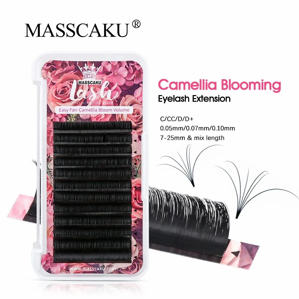 MASSCAKU Easy Fanning Volume Mega Eyelashes Extension Auto Flowering Rapid blooming fans lashes Fast Delivery