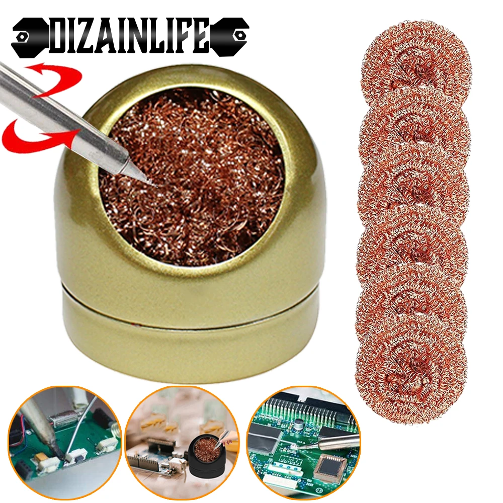 Soldering Iron Tip Cleaner Desoldering Cleaning Ball Welding Soldering Iron Mesh Filter Metal Wire Stand Steel Ball Tin Remover