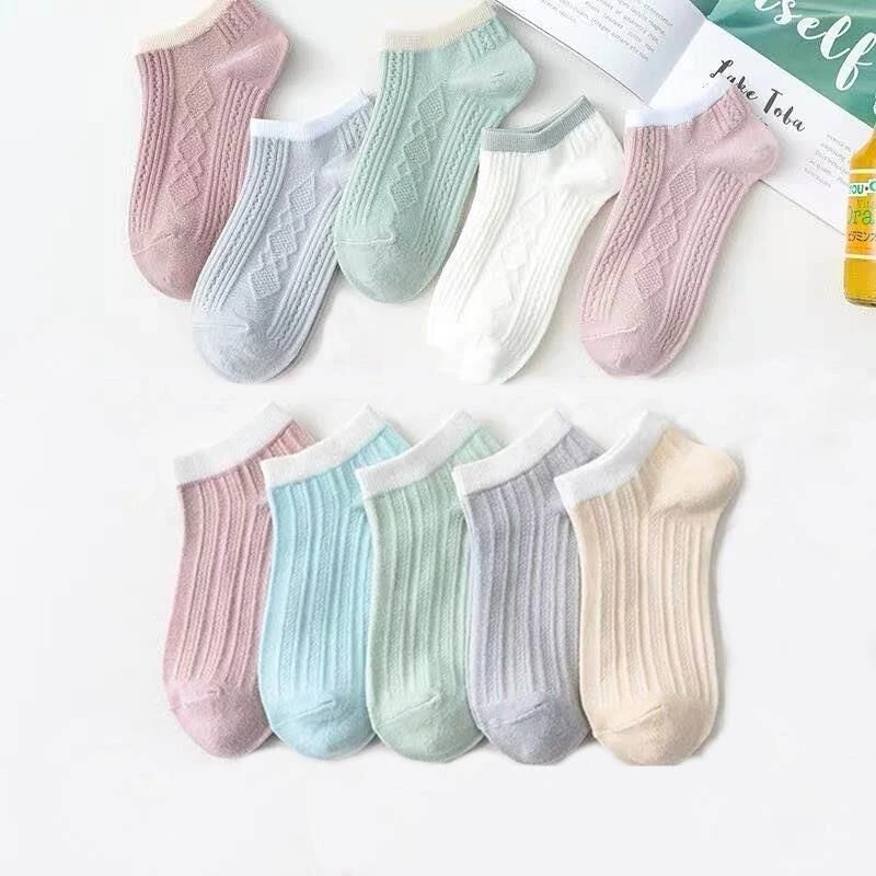 Jeseca New 5pairs/lot Mixed Colors Ankle Socks Summer Sport Fashion Funny Underwear Women Breathable Soft Cotton Lingerie